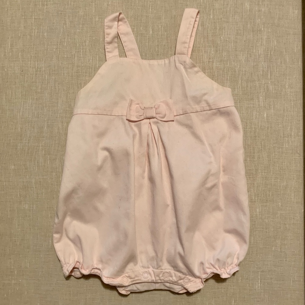 Janie and Jack pink bow Romper 6-12M